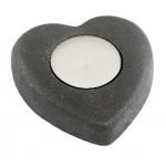 Teelichthalter Herz schwarz / anthrazit struktur mit Jumbo, Maxi -Teelicht, Dekoration, Geschenk, Handemade